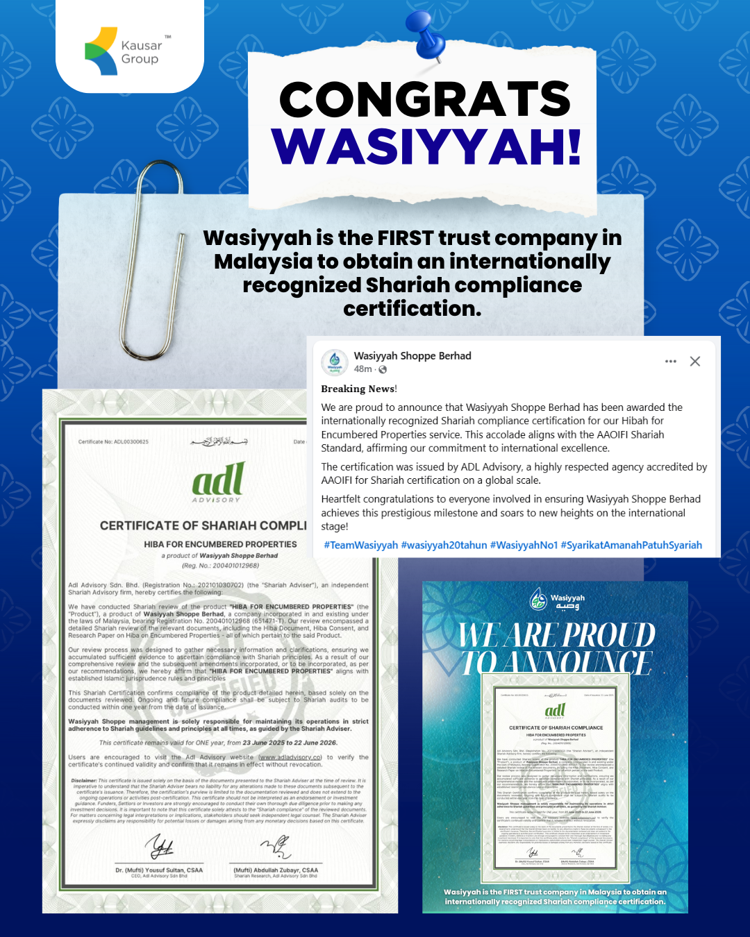 Wasiyyah Makes History with World’s First Shariah Compliance Certification